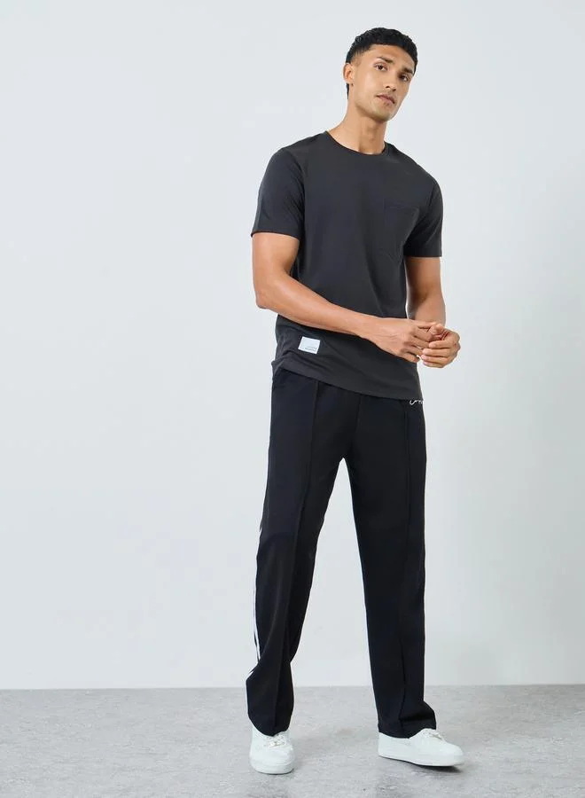 Styli Black Solid Crew Neck T-Shirt