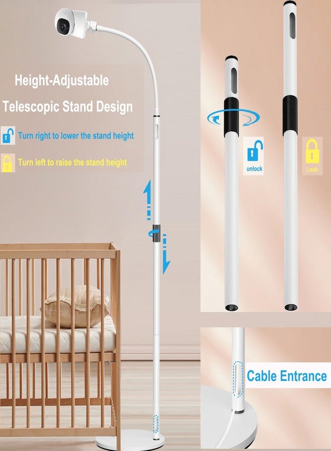 Derebir Baby Monitor Floor Stand Holder Mount Compatible with eufy E30 / E220 / C220 / E21/ E110 / C2110 / T8417/ T8354/ T8300 Cameras Adjustable Height and Stable Base Flexible Baby Cameras Holder - Image 4