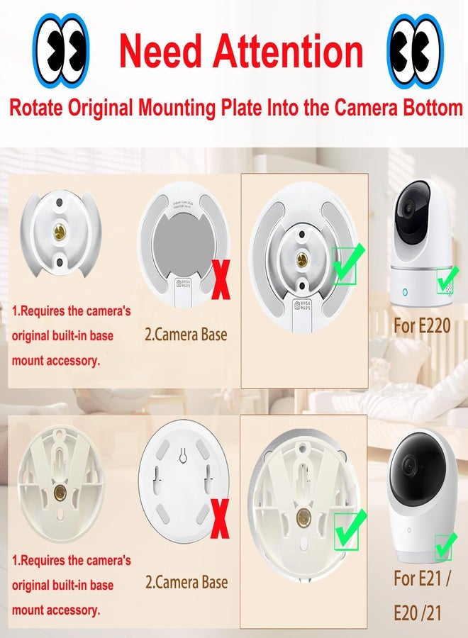 Derebir Baby Monitor Floor Stand Holder Mount Compatible with eufy E30 / E220 / C220 / E21/ E110 / C2110 / T8417/ T8354/ T8300 Cameras Adjustable Height and Stable Base Flexible Baby Cameras Holder - Image 3