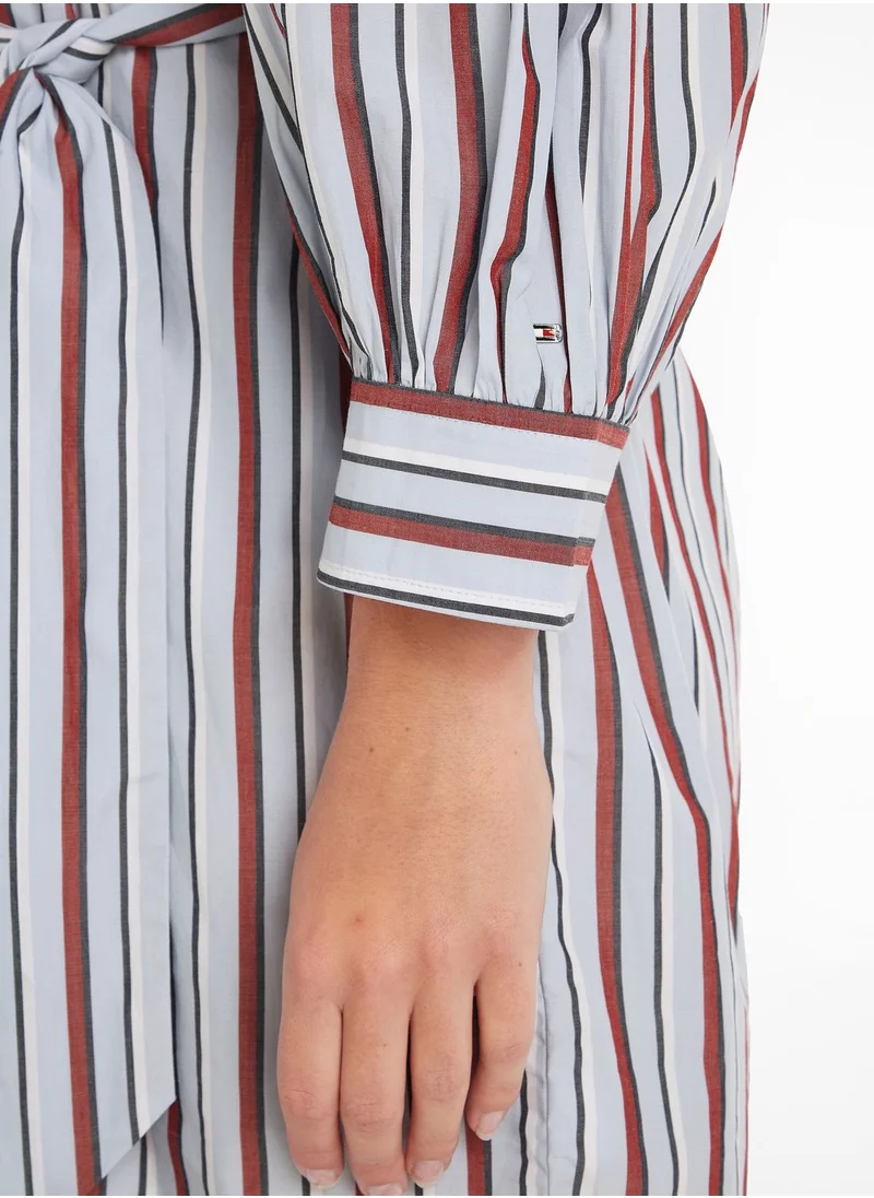 TOMMY HILFIGER Striped Tie Detail Shirt Dress