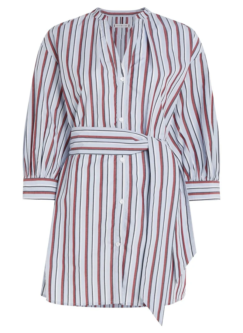 TOMMY HILFIGER Striped Tie Detail Shirt Dress
