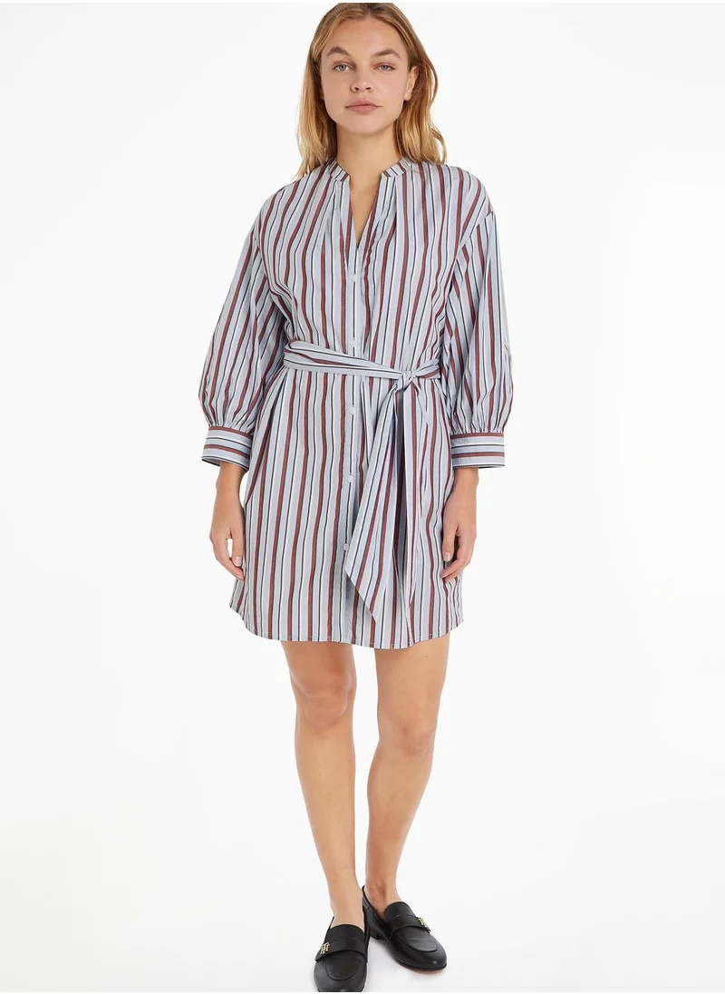 TOMMY HILFIGER Striped Tie Detail Shirt Dress