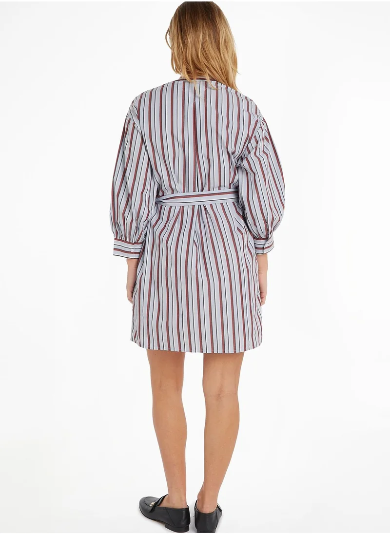 TOMMY HILFIGER Striped Tie Detail Shirt Dress