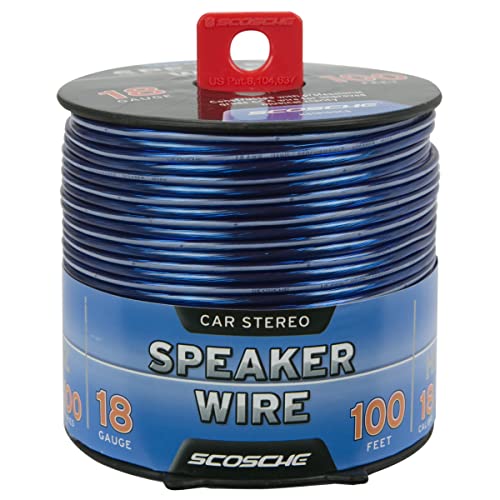 Scosche KS18100CS 18 Gauge CCA Car Stereo Speaker Wire - 18 AWG Audio Cable for Automotive Sound Systems - Copper Clad Aluminium 100 Foot Spool - Image 1