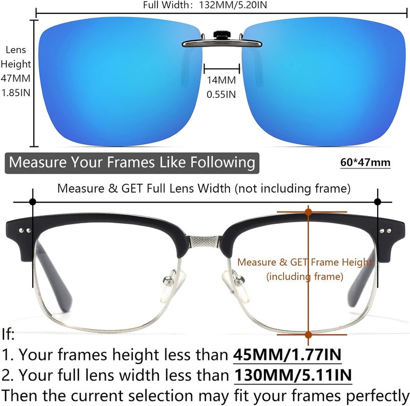 CAXMAN Polarized Clip On Sunglasses Over Prescription Glasses Men Women Compact Fit Non-Flip Up - Image 4