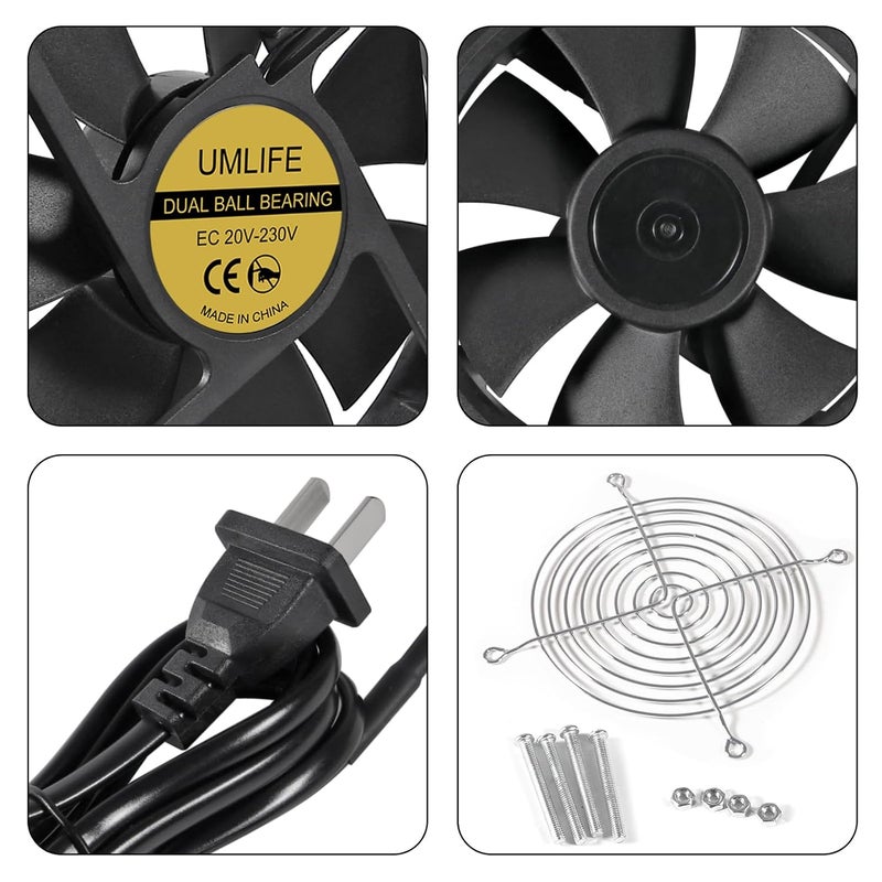 UMLIFE 1PACK EC 120mm x 25mm Dual Ball Bearings 120mm x 120mm x 25mm DIY Cooling Ventilation Exhaust Fan 110V 115V 120V 220V 240V AC Axial Case Muffin Fan - Image 3