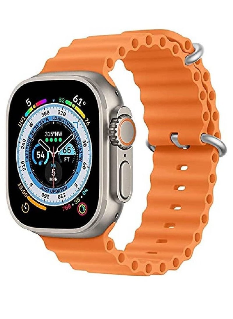 ZOOMEE - Replacement Silicone Hole Wavy Strap Compatible With Apple Watch Series 8 Ultra 49mm Orange - Image 1