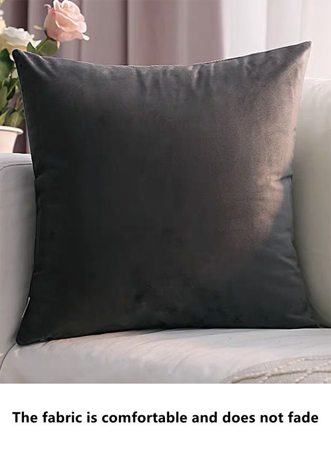 Kutis 4-Piece Throw Pillow Case Cushion Cover Velvet Dark Grey 45 x 45 Centimeter - Image 3