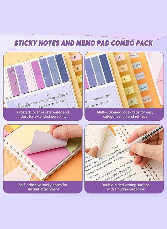 Sweet Life 2Pcs Color Sticky Note Books Combo, Spiral Binding Notebook with Index Label Tabs, Student Office Stationery Supplies - Image 2