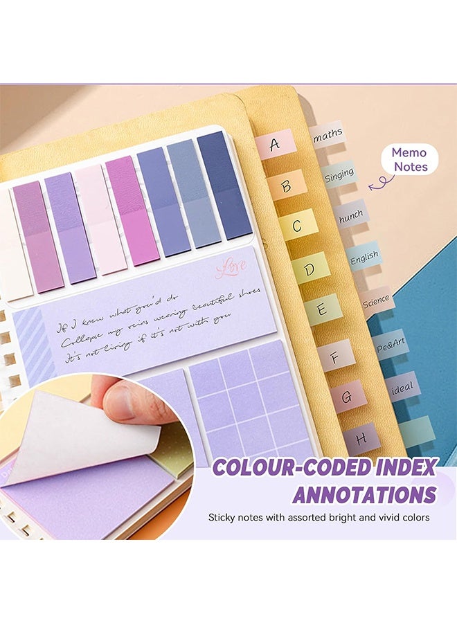 Sweet Life 2Pcs Color Sticky Note Books Combo, Spiral Binding Notebook with Index Label Tabs, Student Office Stationery Supplies - Image 4