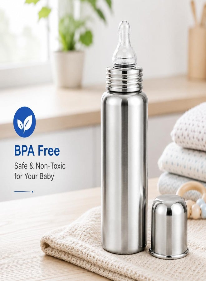 Loyalmart Baby Feeding Bottle Stainless Steel Baby Feeder 250ml BPA Free Leak Proof Soft Silicone Nipple No Plastic Contact Safe Hygienic, Newborn Milk Bottle - Image 5