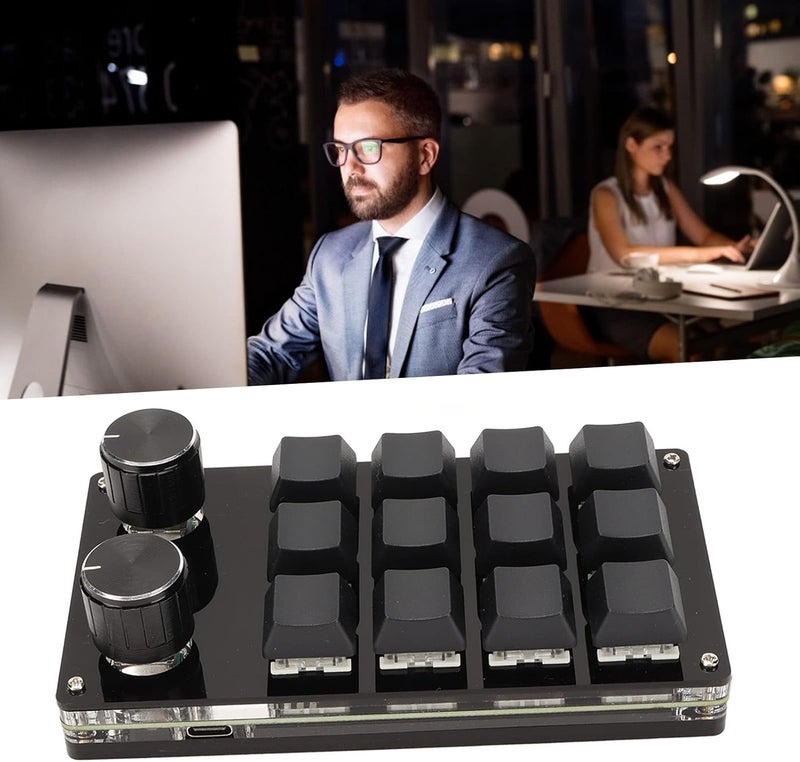 كلاراكو لوحة مفاتيح ميكانيكية ماكرو بيد واحدة من كلاركو، لوحة مفاتيح ماكرو قابلة للبرمجة RGB بـ 12 مفتاحًا مع مقبضين، مفاتيح زرقاء، لوحة مفاتيح ميكانيكية متعددة الوظائف محمولة للألعاب للكمبيوتر الشخصي والمكتب والألعاب - Image 4