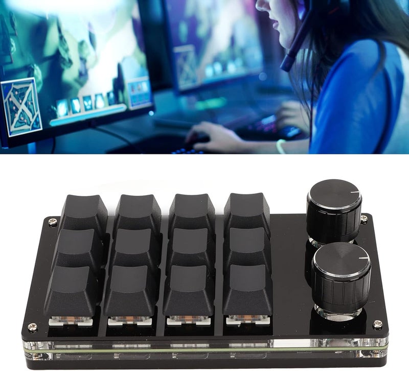 كلاراكو لوحة مفاتيح ميكانيكية ماكرو بيد واحدة من كلاركو، لوحة مفاتيح ماكرو قابلة للبرمجة RGB بـ 12 مفتاحًا مع مقبضين، مفاتيح زرقاء، لوحة مفاتيح ميكانيكية متعددة الوظائف محمولة للألعاب للكمبيوتر الشخصي والمكتب والألعاب - Image 5