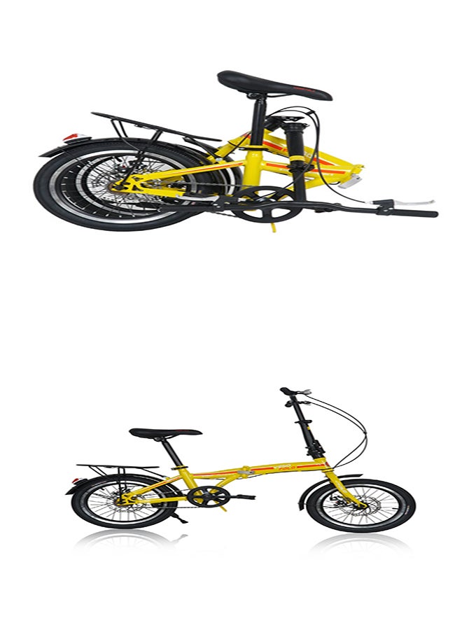 Vego Folding Bike || 16 Inch Wheel Size || Single Speed|| Kids Unisex || Adjustable Seat || Yellow - Image 1