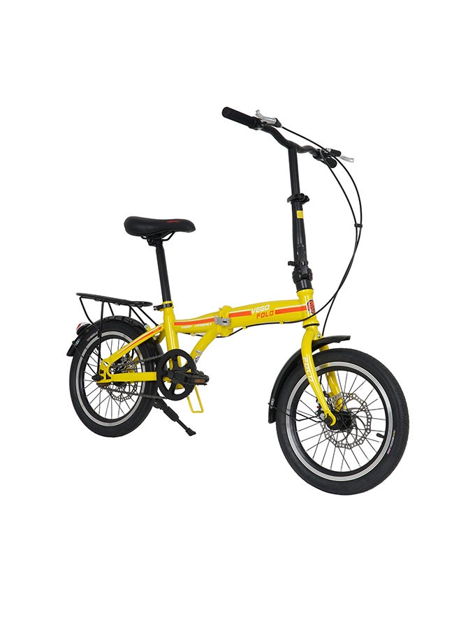 Vego Folding Bike || 16 Inch Wheel Size || Single Speed|| Kids Unisex || Adjustable Seat || Yellow - Image 4
