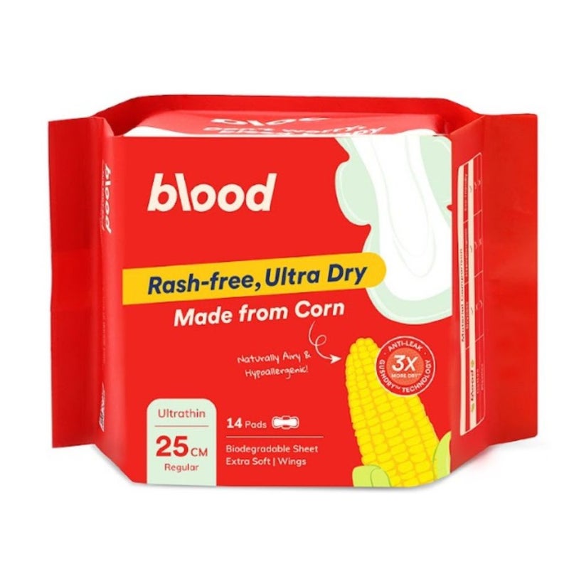 blood Ultra Dry Corn Liners, 25cm, 14 pads - Image 1