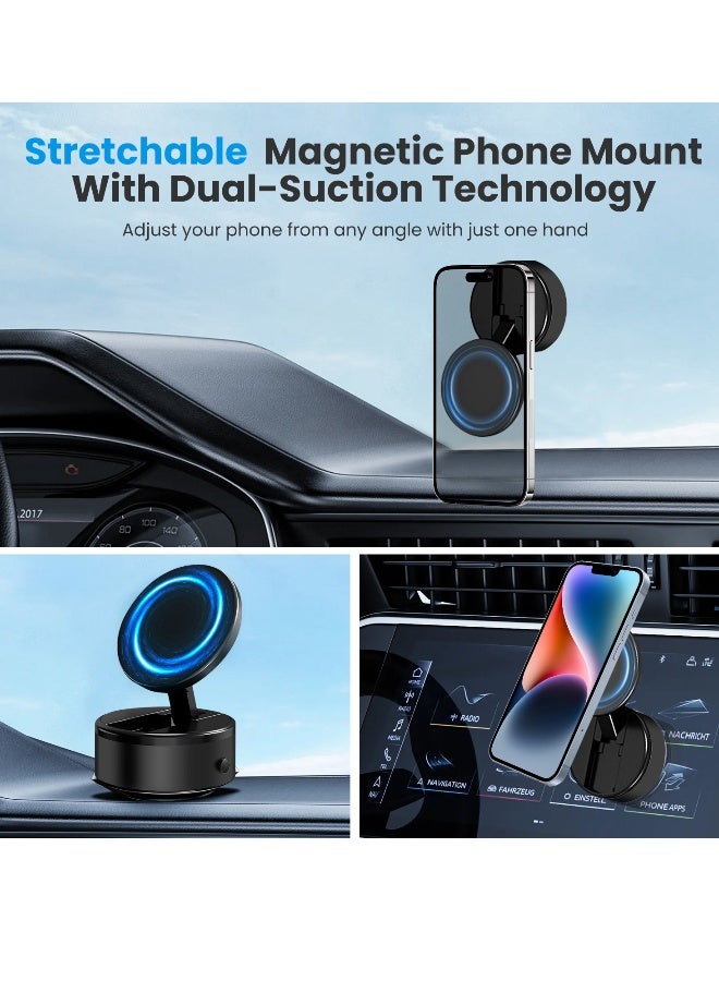 dida-cosmos Electric Vacuum Magnetic Phone Mount, 360° Rotating Suction Cup Holder, Universal Suction Cup, Magsafe Car Mount for Car, Gym, Home, Office  - Image 2