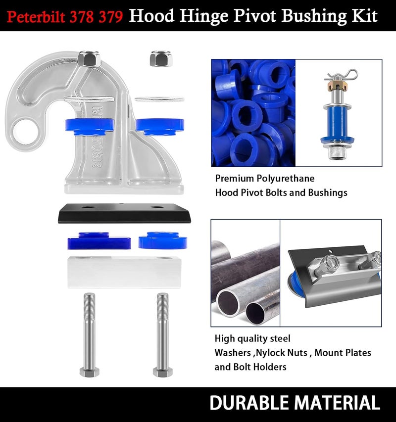 Camoo Engine Hood Pivot Bolts Bushings Kit for Peterbilt 378 379 - Image 5