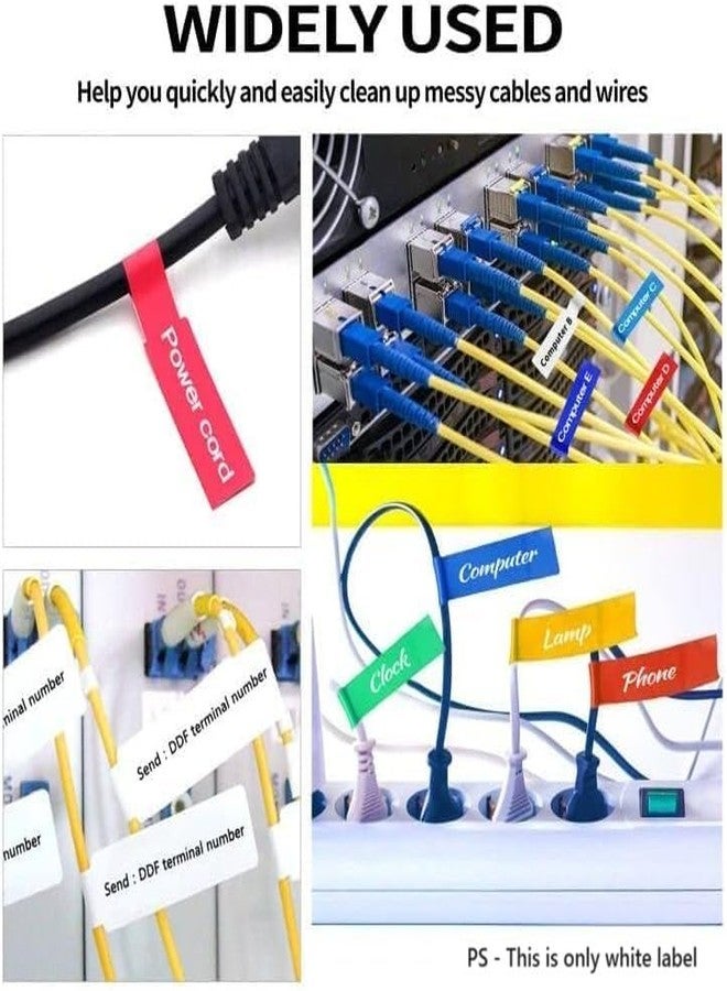 True-Ally ملصقات كابلات True-Ally، 240 قطعة، بيضاء اللون، مقاومة للماء، لتنظيم الكابلات، قابلة للكتابة عليها، ذاتية اللصق لسهولة الكتابة اليدوية. منظم كابلات - Image 4