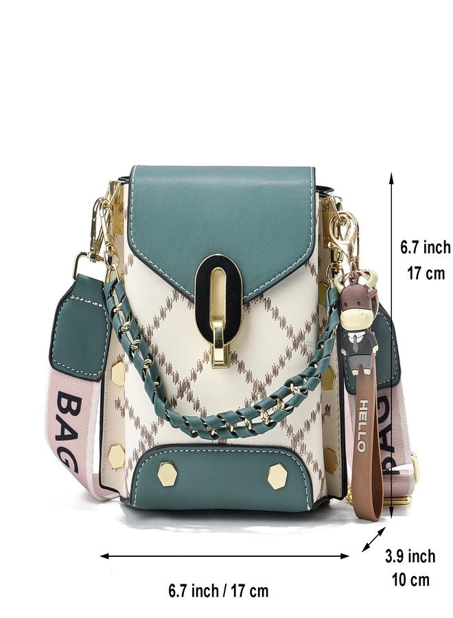 Xiaoyu Small Crossbody Bags for Women Fashion Cell Phone Purse Teenage Girls Shoulder Handbags with Wide Strap (Green) - Image 3