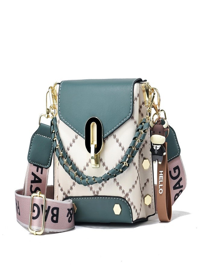 Xiaoyu Small Crossbody Bags for Women Fashion Cell Phone Purse Teenage Girls Shoulder Handbags with Wide Strap (Green) - Image 1