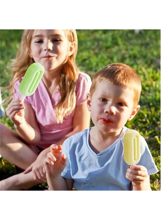 Beauenty Popsicle Silicone Molds with Cover, Reusable Homemade Ice Cream Silicone Molds Set, 8 cavity Oval Cake Pop Mold with 50 Wooden Sticks for Treats, Blue - Image 2
