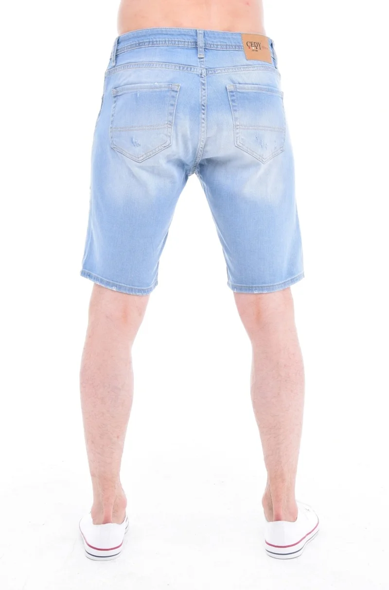 Cedy Denim Men Alanya Blue Wear Denim Shorts Slim Fit Jean Shorts C342