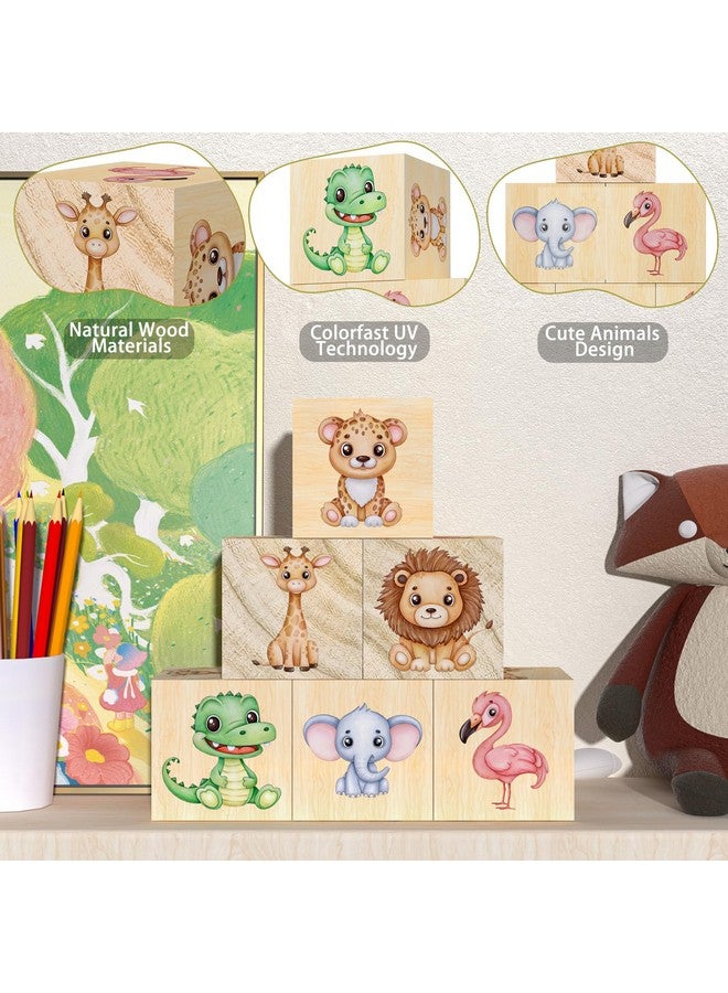 ANJUU 6PCS Safari Nursery Decor for Girls and Boys, Woodland Animal Nursery Decorations with Animal Themed, Wooden Flamingo Decor, Cute and Lovely Room Decor for Baby Nursery - Image 3