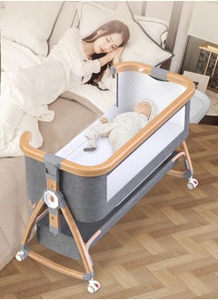 Arabest Newborn Crib, Splicing Big Bed, Portable Foldable Baby Bed, Multifunctional Movable Cradle Bed  - Image 3