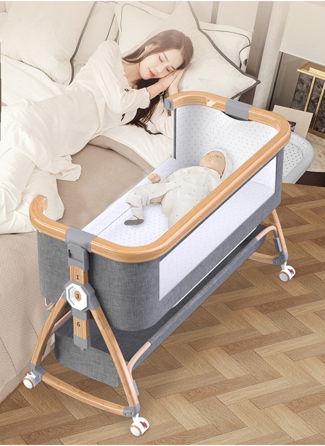 Arabest - Newborn Crib, Splicing Big Bed, Portable Foldable Baby Bed, Multifunctional Movable Cradle Bed - Image 1