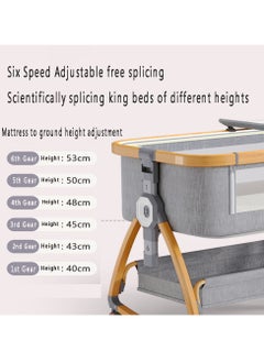 Arabest Newborn Crib, Splicing Big Bed, Portable Foldable Baby Bed, Multifunctional Movable Cradle Bed  - Image 4