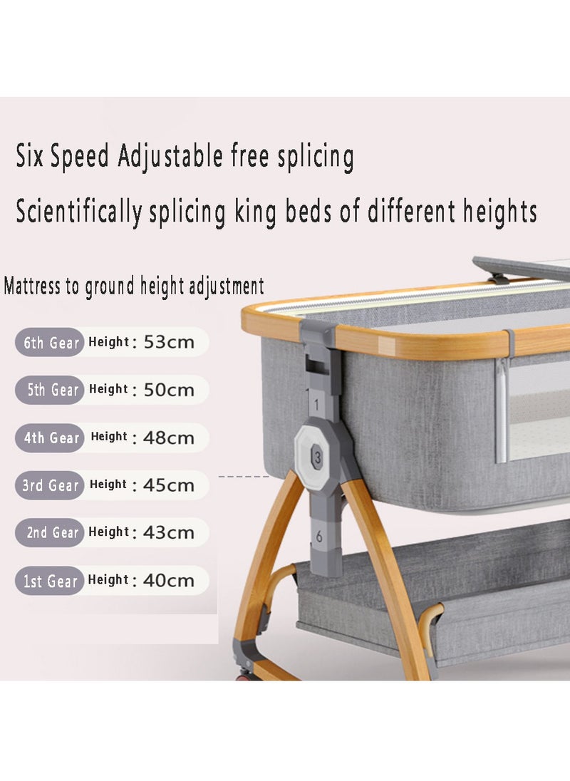 Arabest - Newborn Crib, Splicing Big Bed, Portable Foldable Baby Bed, Multifunctional Movable Cradle Bed - Image 1