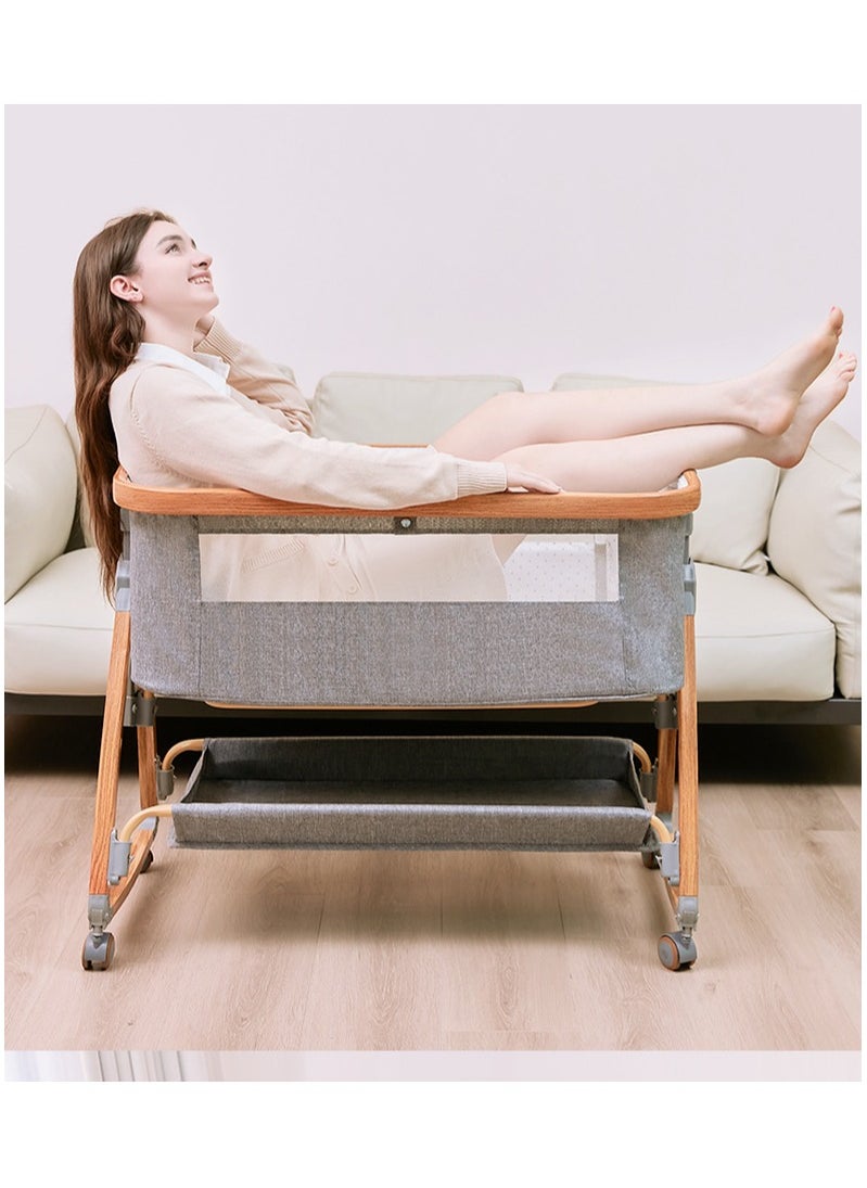 Arabest - Newborn Crib, Splicing Big Bed, Portable Foldable Baby Bed, Multifunctional Movable Cradle Bed - Image 1