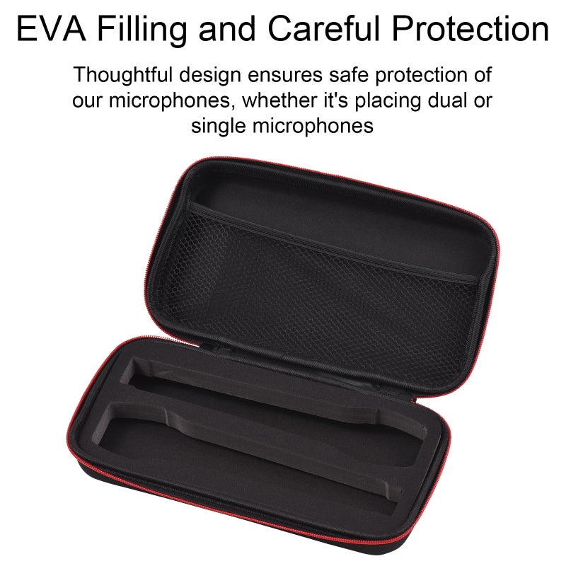 Microphone Case Dual Microphones Carrying Bag Mic Bag Storage Box Carry Case Water-resistant Shock-proof Black for Storing Two Microphones - Image 4