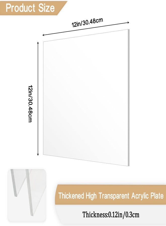 ADTDA 2 Pieces 1/8" Thick (3mm) Acrylic Sheets,Clear Cast Plexiglass 12” x 12” with Protective Paper for Signs DIY Display Projects,Craft,Photo Frames - Image 2