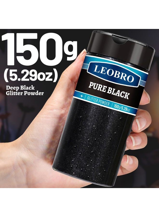 LEOBRO Black Glitter, Glitter, 150 g/5.29 oz Black Fine Glitter, Glitter for Crafts, Black Glitter Powder Craft Glitter Halloween Glitter, Extra Fine Glitter for Resin Tumbler Candle Making, DIY - Image 3