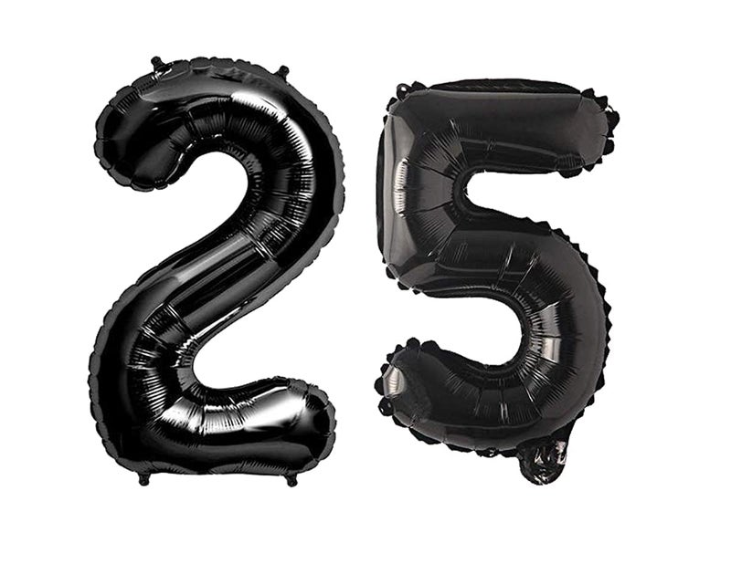 flavouredlove 16 inch Twenty-five Foil Number Air or Helium Balloon Party Decoration Black Pack of 1 | 25 Year No. Balloons Birthday/Anniversary (Black Number 25) - Image 4