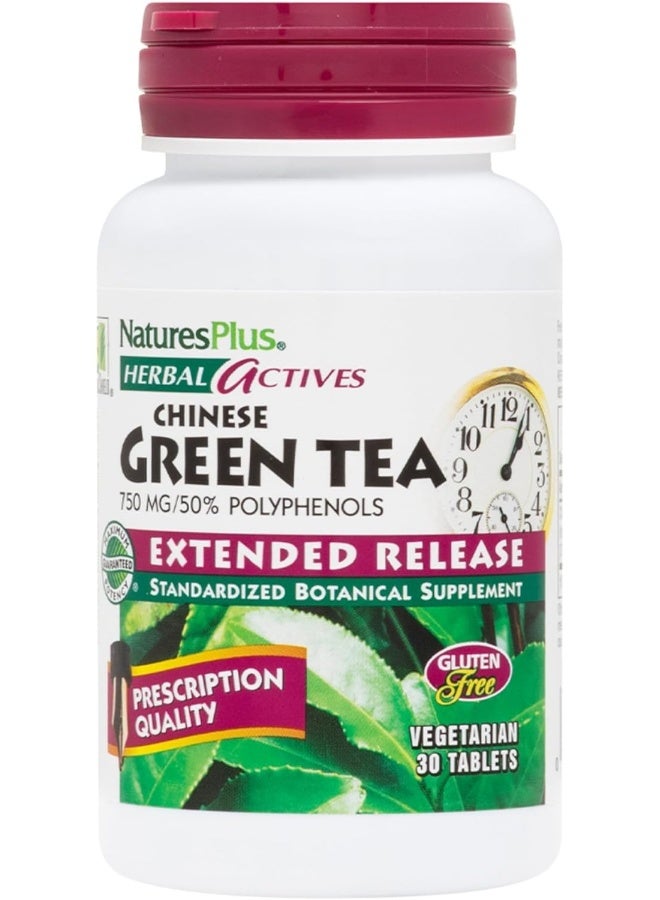Nature's Plus Herbal Actives Chinese Green Tea 750 mg Extended Release 30 Tablets - Image 1