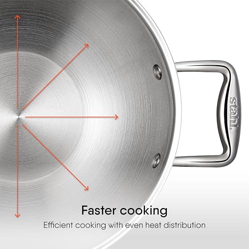 Stahl Artisan Triply 4.4 L, 28 cm Stainless Steel Kadhai with Lid,Kadai for Cooking, Stainless Steel Cookware Triply Kadai, Induction & Gas Stove Compatible - Image 5