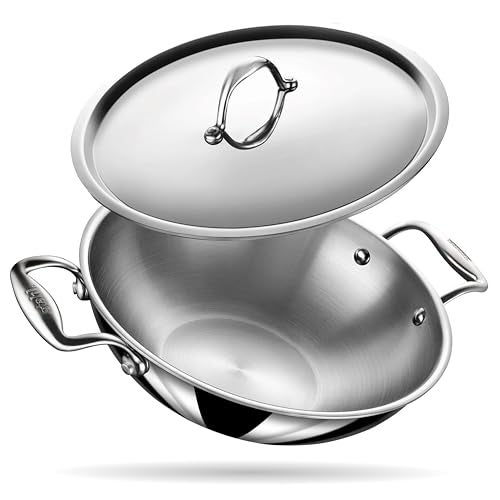 Stahl Artisan Triply 4.4 L, 28 cm Stainless Steel Kadhai with Lid,Kadai for Cooking, Stainless Steel Cookware Triply Kadai, Induction & Gas Stove Compatible - Image 1