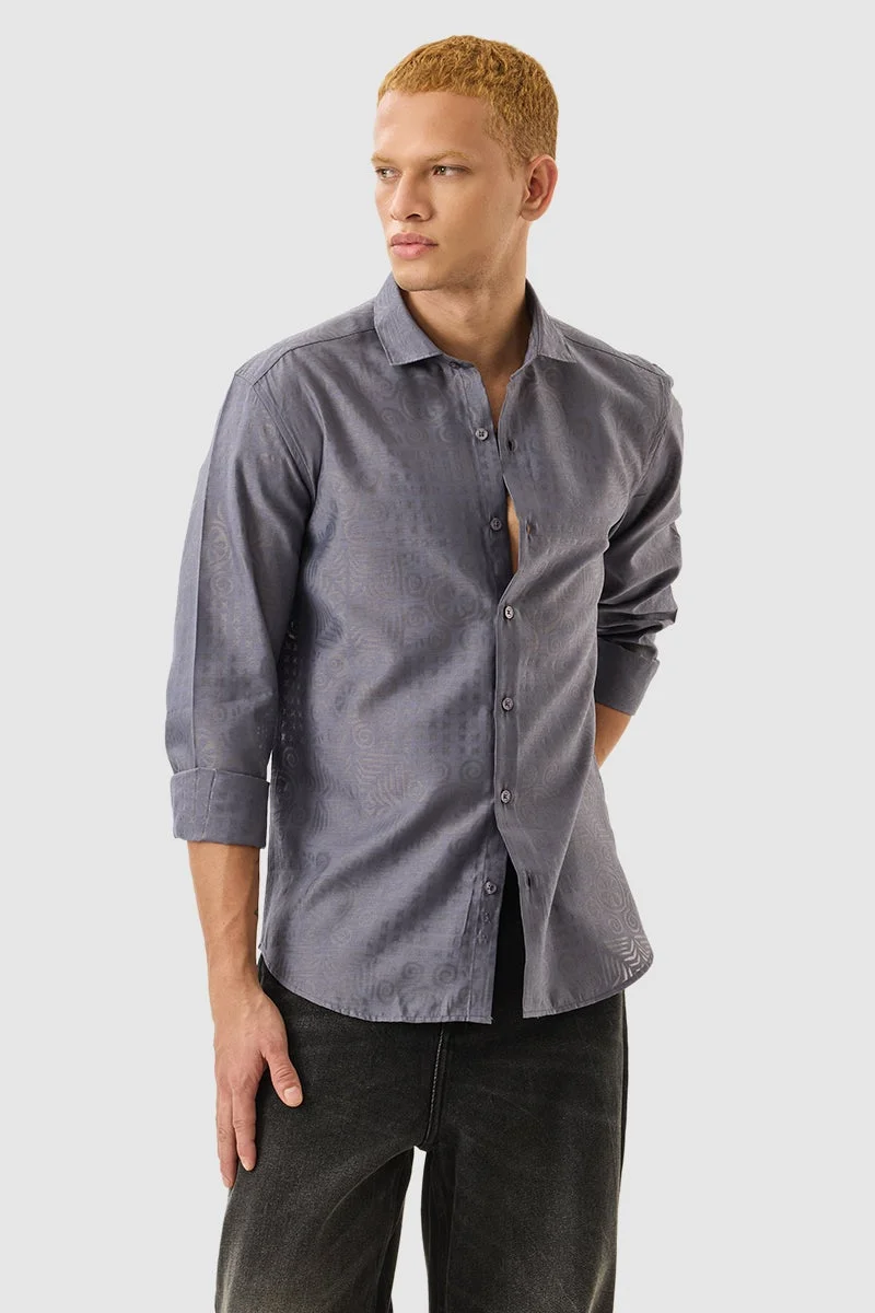 سنيتش قميص رمادي بقصة ضيقة وتصميم ذاتي