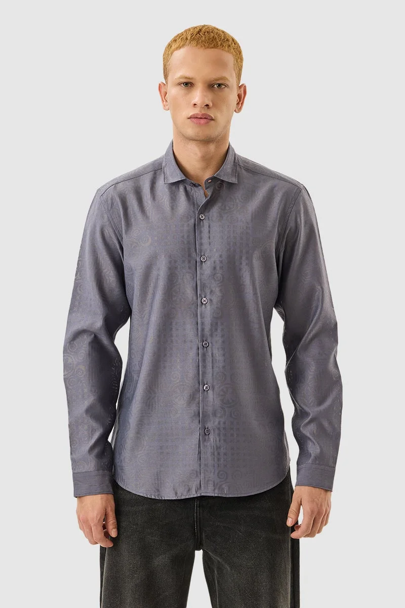 سنيتش قميص رمادي بقصة ضيقة وتصميم ذاتي