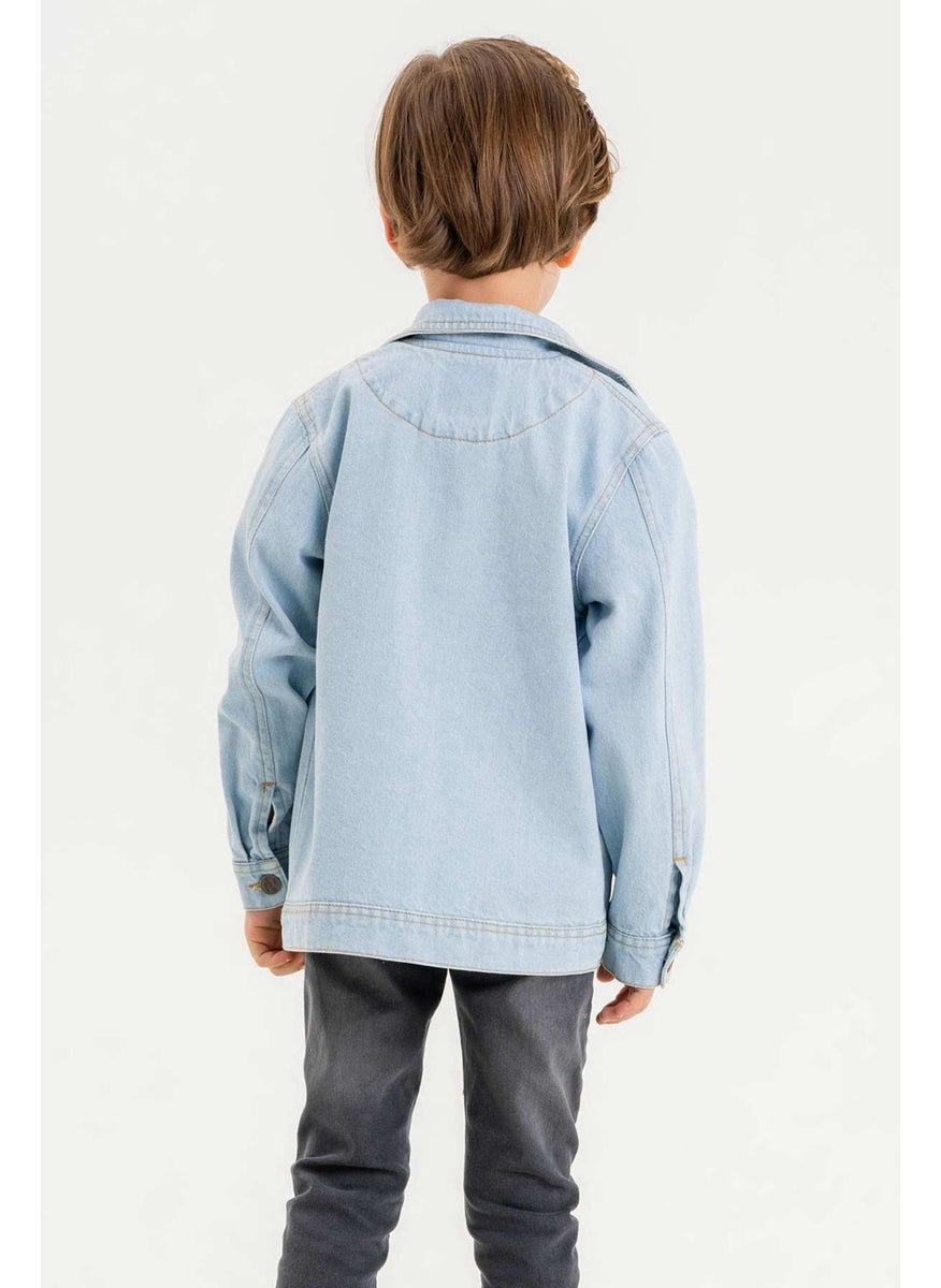 Gold Class Kidswear Zippered Double Pocket Single Chest Pocket Boy Denim Jacket  - Image 4