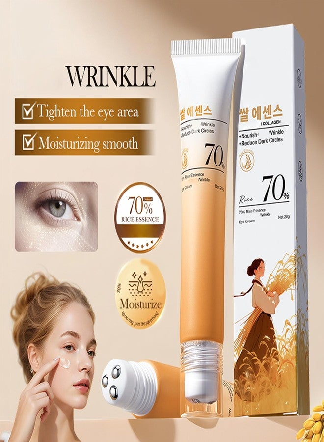 MIESCHER Rice Essence Eye Cream, Rice Essence Wrinkle Eye Cream With 70% Rice Essence Extract, Deep Moisturizing Nourish Reduce Dark Circles Under Eye Cream for Fine Wrinkles & Puffiness, 0.7oz. - Image 3