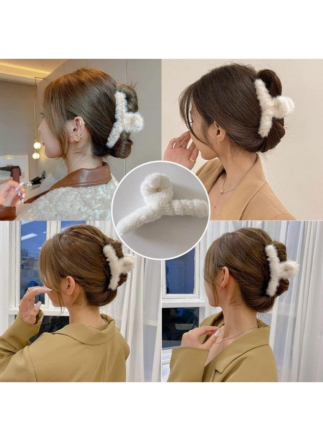 DN Creation مجموعة DN من 2 مشبك شعر ناعم لطيف من فرو الأرنب الصناعي، مشابك شعر كبيرة غير قابلة للانزلاق، مشابك شعر كبيرة فuzzy للنساء والفتيات - لون عشوائي - Image 5