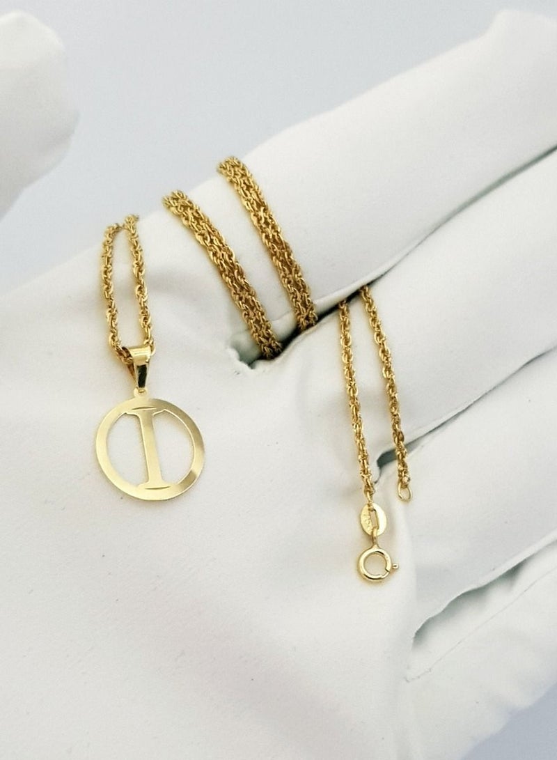 Hamsa.ae 18K Pure Gold Letter I Design Necklace - Image 3