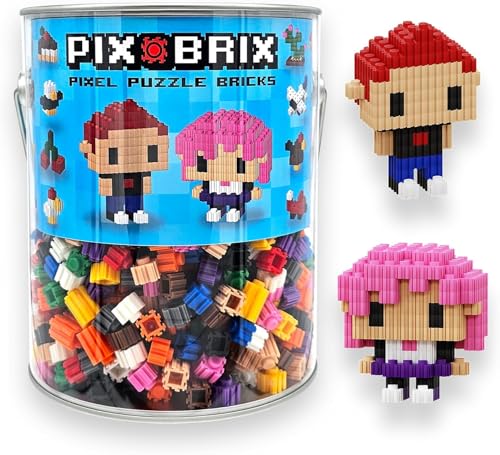 Pix Brix Pixel Art Puzzle Bricks Bucket  1500 Piece Pixel Art Kit with 12 Colors Dark Palette  Interlocking Building Bricks 2D and 3D Builds  Stem Toys Ages 6 Plus - Image 1
