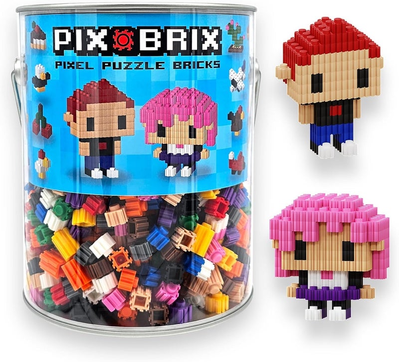 Pix Brix Pixel Art Puzzle Bricks Bucket  1500 Piece Pixel Art Kit with 12 Colors Dark Palette  Interlocking Building Bricks 2D and 3D Builds  Stem Toys Ages 6 Plus - Image 2