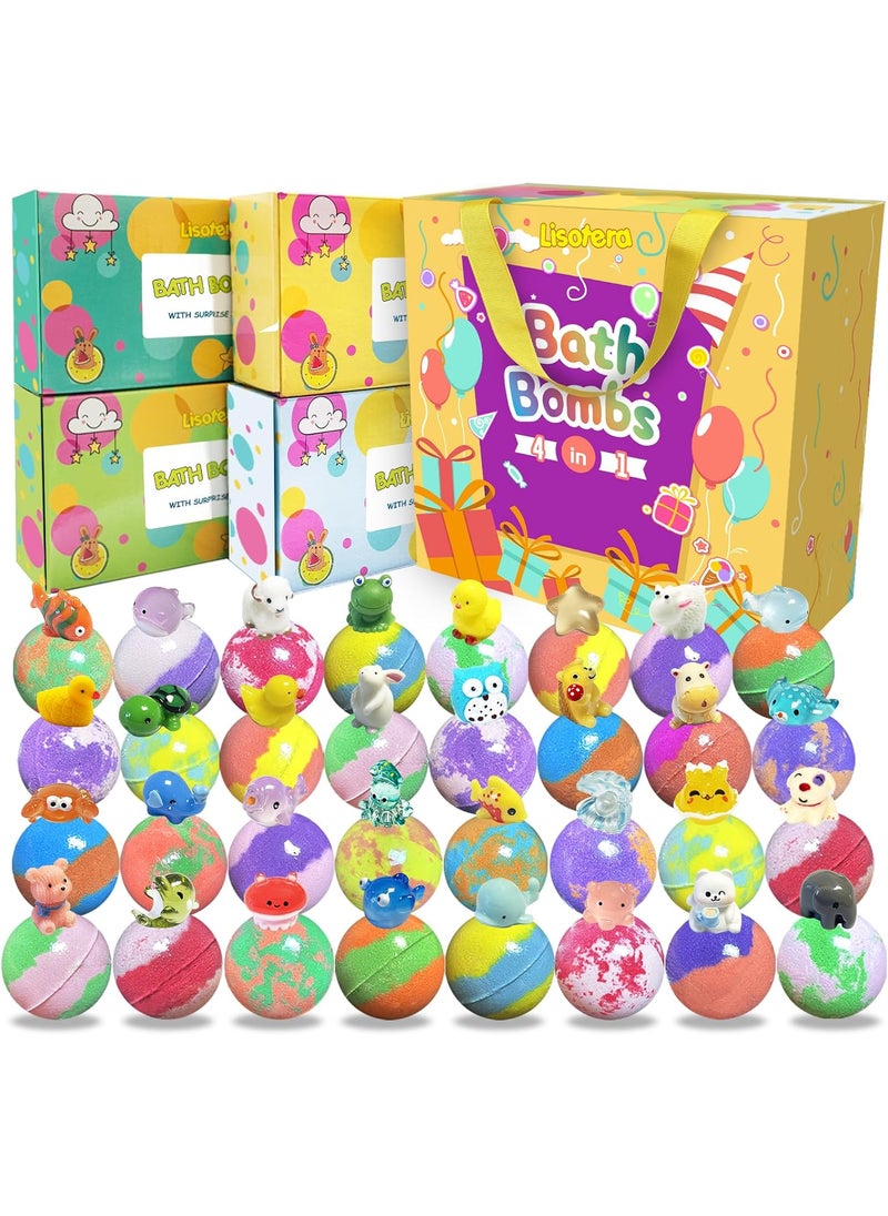 Lisotera - Bath Bombs for Kids with Surprise Inside 32 Pack Bath Bombs with Land  Sea Animal Toys Handmade Fizzy Colorful Bubble Children Bath Ball Gift Set for Kids Birthday Easter Day Christmas - Image 1