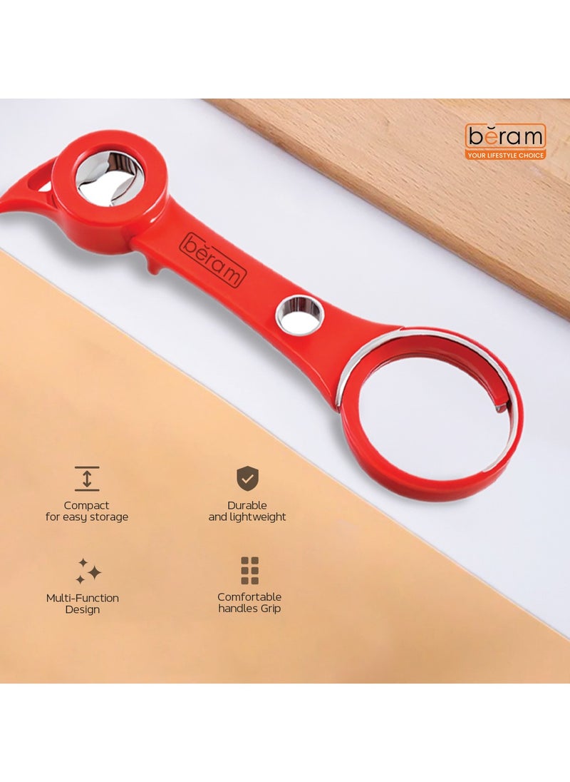 Beram - Multi Opener 6-in-1 Multifunctional Tool, Can Opener, Jar Lids, Bottle Caps, Pull Tabs, Safety Seals, Easy Grip for Weak Hands, Ergonomic Design, Effortless Lid & Seal Opener for Kitchen Use - Image 1